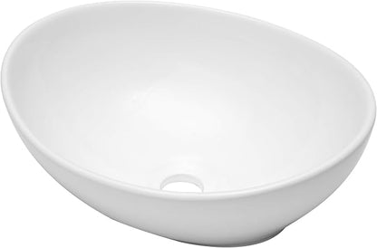 Dcolora Bowl Sink for Bathroom 16"x13" White Oval Vessel Sink Above Counter Vanity Sink Bowl Basin, Boat(Egg) Shape 16"x13" - DC-V8897