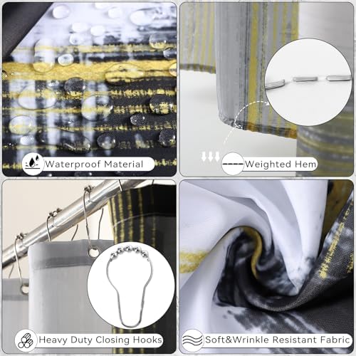 XLHOMO Bathroom Set - Black Bathroom Accessories Set, Bathroom Sets with Shower Curtain and Rugs, Black Shower Curtain Set with Bathroom Trash Can, Soap Dispenser, Soap Dish for Home Decor