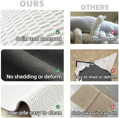 TYUU Bathroom Rugs Non Slip Washable, Super Absorbent Thin Bath Mat Small Quick Dry Low Pile Bathroom Rug, White 16"x24" / 1'4" x 2'