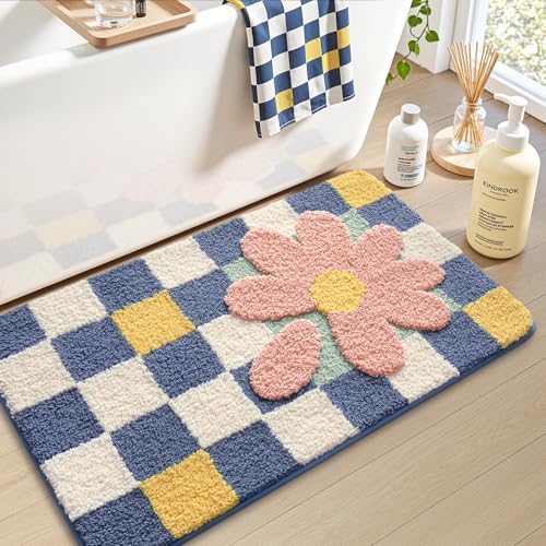 LUMI Bathroom Rug 16x24, Soft Absorbent Microfiber Bath Mat, Non Slip