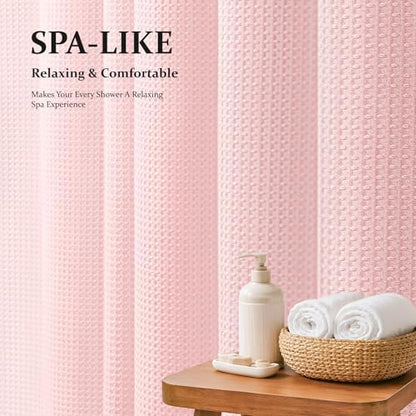 Dynamene Stall Waffle Shower Curtain 256 GSM Heavy Fabric 54x72 Pink