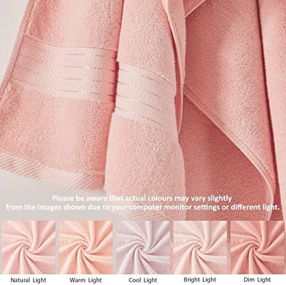 COZYART Luxury Bath Towel Set 3 PCS, Pink 100% Turkish Cotton 650 GSM