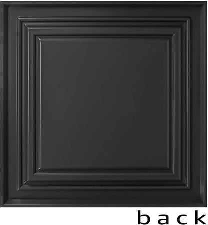 Art3d PVC Ceiling Tiles, 3D Plastic Sheet in Black, 2 x 2 ft, 12-Pack | Lightweight, Waterproof, No Sag and Breakage, Compatible with Grid System, Perfect for Basement, Kitchen