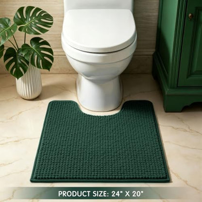 SUBRTEX Bathroom Rugs, U Shaped Chenille Bath Rug 24" x 20" Soft Short Plush Bath Mat Soft Shower Mat Water Absorbent Shower Mat Quick Dry Machine Washable, Celadon