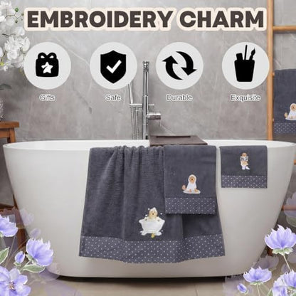 Peryiter 3 Pack Golden Retriever Decorative Bath Towel Set