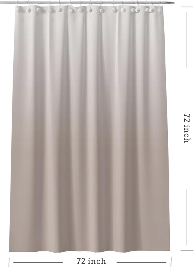 Gradient Begie Shower Curtain Liner, 4G PEVA Shower Liner, Plastic Waterproof Shower Curtains, 72x72 inch with Grommet Holes 3 Magnetic Weights…
