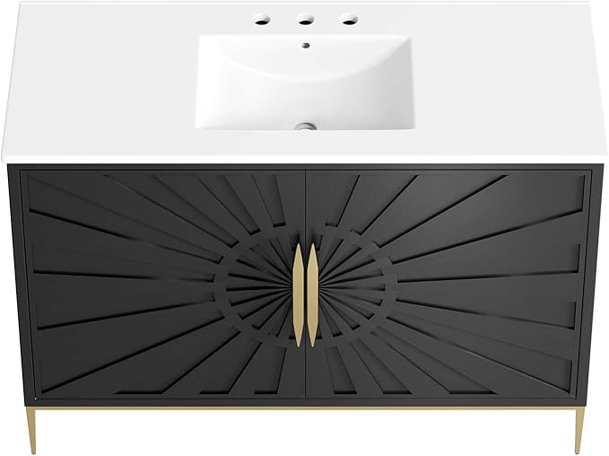 Modway Awaken Bathroom Vanity Cabinet, 48", White Black