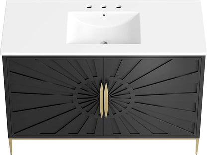 Modway Awaken Bathroom Vanity Cabinet, 48", White Black