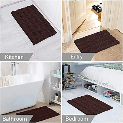 Turquoize Chenille Bath Rugs Shaggy Bathroom Rugs Non Slip Bath Mat for Bathroom 24 x 36 Brown Bath Rug for Bath Room Extra Soft and Absorbent Area Rug, 24"x 36", Brown