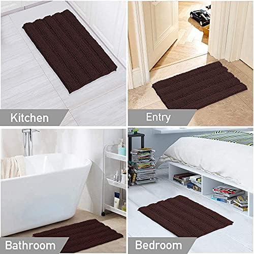 2-Piece Bathroom Rug Set with U-Shaped Mat, Soft Absorbent Chenille, Brown