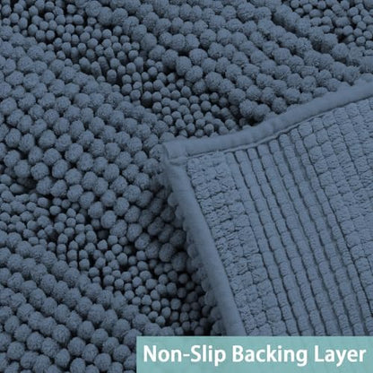 Turquoize Bathroom Rug 20"x32", Absorbent Chenille Bath Rug, Blue Indigo