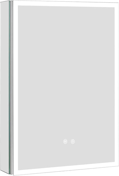 WallBeyond 20 x 28 LED Bathroom Medicine Cabinet, Square Lighted Mirror Cabinet with 3-Color Dimmable Lighting, Memory Function & Anti-Fog, Recessed or Surface Mount Installation