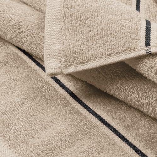 MyOwn Ultra Soft 6 Pack Cotton Towel Set, Contains 2 Bath Towels 28x55 inch, 2 Hand Towels 16x24 inch & 2 Wash Coths 12x12 inch, Ideal Everyday use, Compact & Lightweight - Tan