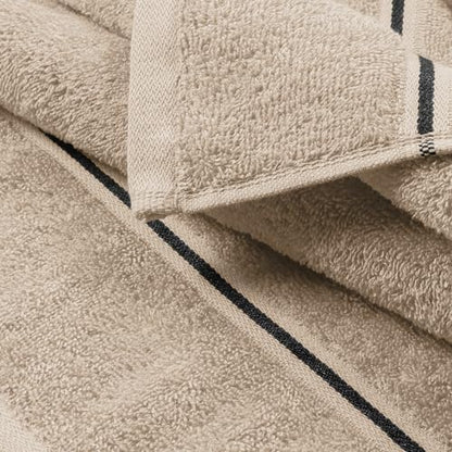 MyOwn Ultra Soft 6 Pack Cotton Towel Set, Contains 2 Bath Towels 28x55 inch, 2 Hand Towels 16x24 inch & 2 Wash Coths 12x12 inch, Ideal Everyday use, Compact & Lightweight - Tan