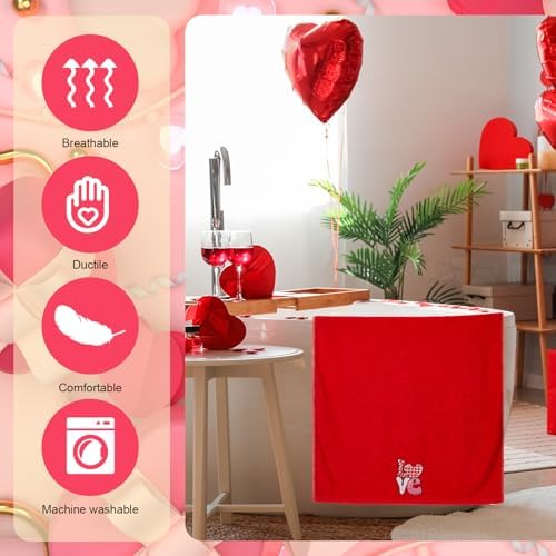 Peryiter 3 Pack Valentine Love Decorative Bath Towel Set