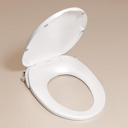 TUSHY Oasis Non-Electric Warm Water Bidet Seat (Elongated) | Self-Cleaning Dual Nozzles, Adjustable Temp & Pressure | 10-Min DIY Install, Soft-Close Lid, Sleek Design, Spa-Like Comfort, Platinum Knob