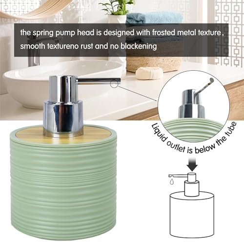 CERBIOR Bamboo Bathroom Accessories Set 6 Piece Spiral Bath Ensemble,Green