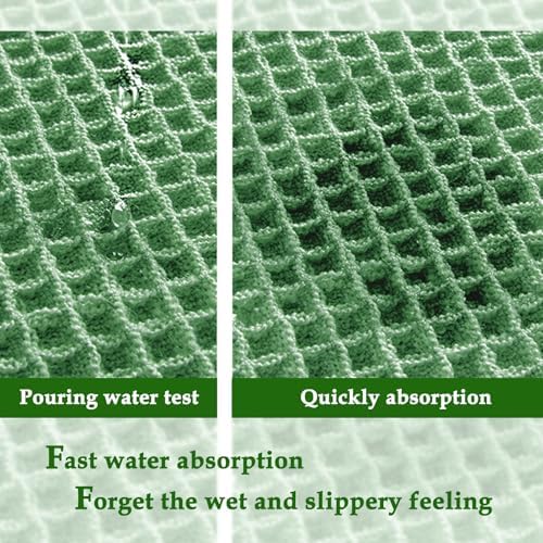 ZALL Sage Green Waffle Bath Mat,Super Absorbent Non Slip Bathroom Rug, 17x24inch, Machine Washable Ultra Soft Floor Mats