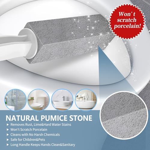 Laiyeoy Toilet Bowl Cleaner Pumice Stone, Extra Long Handle,2Pack