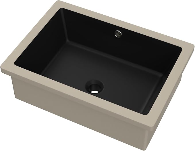 Sarlai Undermount Bathroom Sink - 22"x16" Vanity Sink Black Rectangular Undermount Vessel Sink Porcelain Ceramic Lavatory Vanity Bathroom Sink
