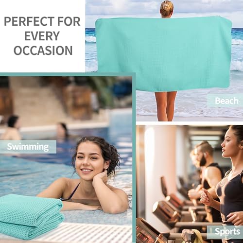 MICROFI Microfiber Waffle Bath Towels, 4 Pieces, Soft, Absorbent, Fast Drying, Lint Free 430 GSM (27''x55''/68.58 cm x139.7 cm)