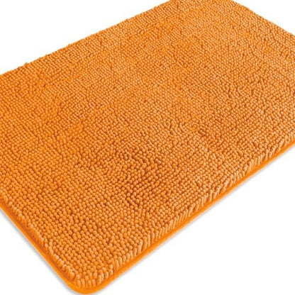 Flame Orange Bathroom Rugs – Absorbent and Washable Bath Mat, Non-Slip, Thick Soft Chenille Bath Rugs for Bathroom Floor, Shower, Sink - 24" x 36"