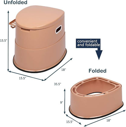 VINGLI Portable Detachable Camping Toilet | Splash-Proof Commode with Odor-Seal Lid | Compact Sanitation Solution for RV, Emergency, Outdoor Use, Brown