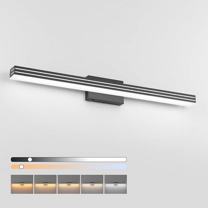 Ralbay 5 Color Temperature Dimmable LED Modern Black Vanity Light for Bathroom 40inch 36W Acrylic Matte Black Bathroom Vanity Lighting Fixtures Over Mirror