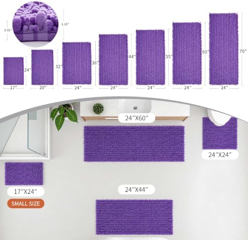Disolla Purple Bathroom Rug 20x32 Inch - Luxury Chenille Bath Mat, Thick Shaggy Plush Absorbent Rug, Non-Slip Machine Washable Mats for Bathroom Floor & Decor