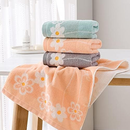 YiLUOMO Green Hand Towel Set of 2 Flower Pattern Highly Absorbent Quick Dry 100% Cotton Hand Towels for Bathroom, Hotels, Travel, Spa 13" X 29"