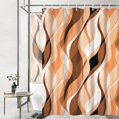 Orange Striped Clawfoot Tub Shower Curtain 180x70 inch 30 Hooks