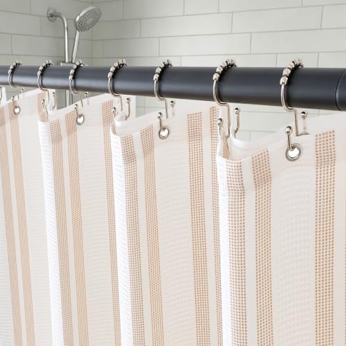 ORTIGIA 3 in 1 Waterproof Shower Curtain PEVA Liner Set 72x72 Inch,Tan