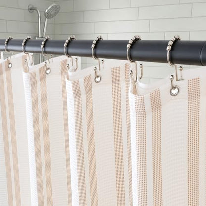 ORTIGIA 3 in 1 Waterproof Shower Curtain PEVA Liner Set 72x72 Inch,Tan