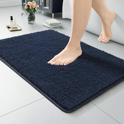LOCHAS Luxury Bathroom Rug Shaggy Bath Mat 20 x 32 Inch, Navy