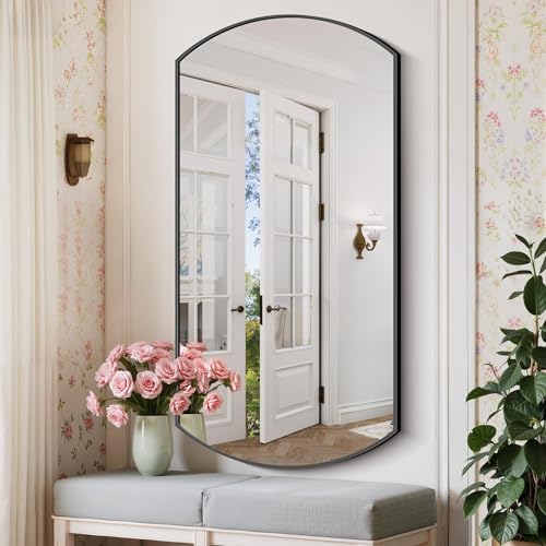 COFENY Bathroom Mirror, 24x48 Inch Black Oval Wall Mounted Mirror with Thin Metal Frame, Modern Bathroom Vanity Mirrors for Over Sink, Entryway, Living Room, Bedroom