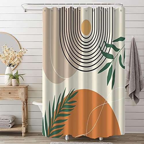 Mid Century Shower Curtain with Hook for Bathroom 72x84 Inch