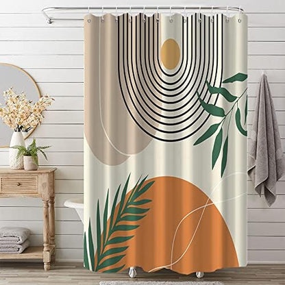 Mid Century Shower Curtain with Hook for Bathroom 72x84 Inch