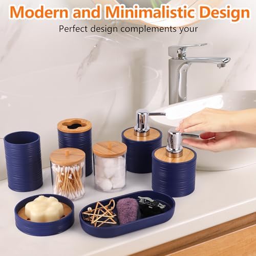 10 PCS Navyblue Bathroom Accessories Set with Trash Can Bathroom Accessory