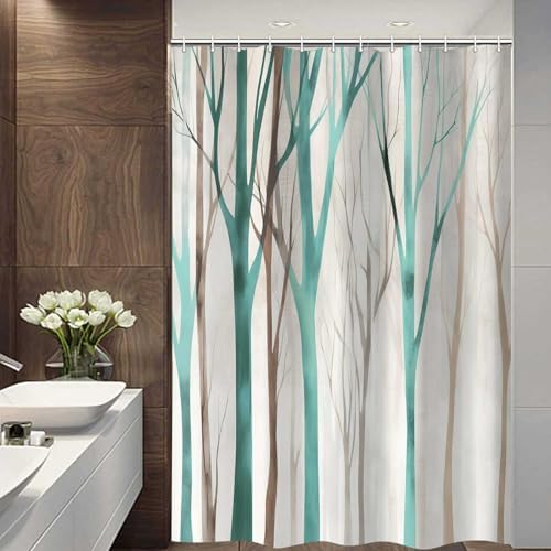 Birch Forest Abstract Shower Curtain Farmhouse Bathroom Decor 60X72 Inch