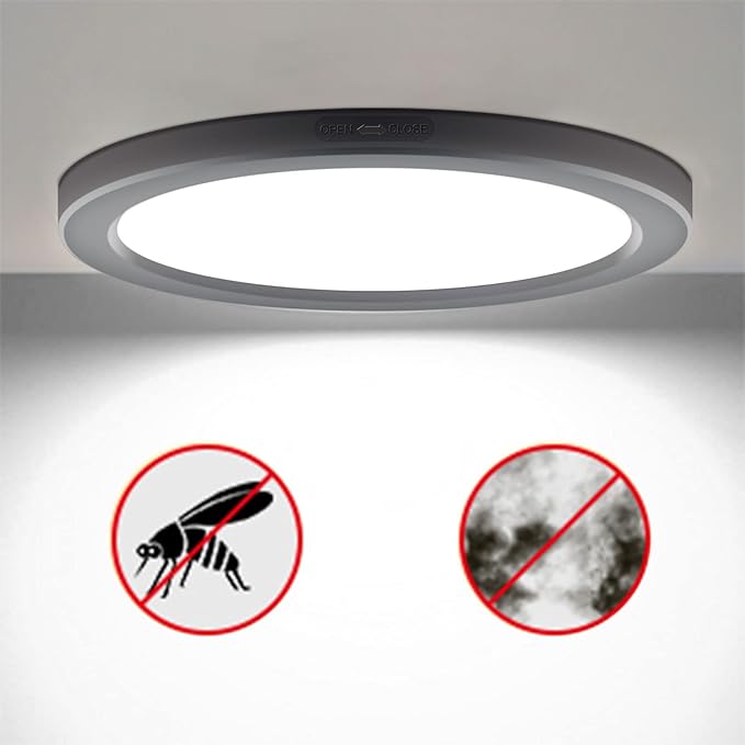 ETL Certified 7 inch Small LED Flush Mount Ceiling Light Dimmable,5000K Daylight Ultra Slim Round Flat Panel Ceiling Light Fixture,Modern Ceiling Lamp for Closet,Kitchen,Bathroom 16Pack(Black)
