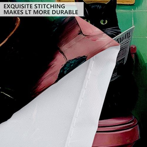APROPHIC Funny Shower Curtain, Cute Cat Shower Curtain for Bathroom, Balck Cat Sitting on a Toilet and Reading Newspaper Print Decor with Waterproof Fabric, 12 Hooks, 72x72 Inch