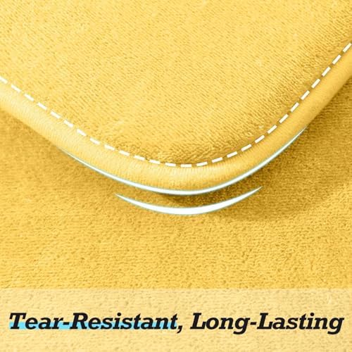 HUXMEYSON Bathroom Rugs Sets 3 Piece, Non-Slip & Quick Dry Bath Mat Set, Ultra Soft Velvet Bath Rugs for Bathroom, Toilet and Shower Floor, Yellow