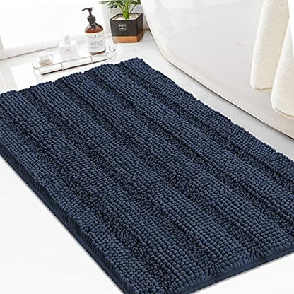 Turquoize Bathroom Rug 24"x36", Soft Absorbent Chenille Bath Rug, Navy