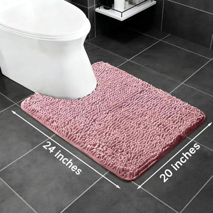 Yeaban Toilet Rugs U-Shape 20"x24", Blush