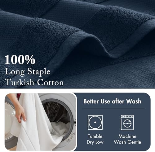 Madison Park 100% Turkish Cotton 600 GSM Bath Towel Set, 6 Piece, Navy