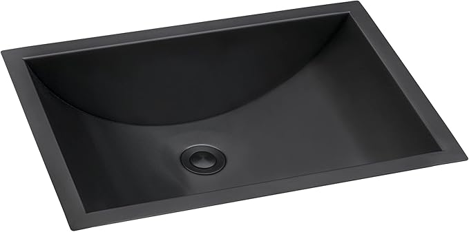 Ruvati 18 x 12 inch Gunmetal Black Undermount Bathroom Sink - 16 Gauge Stainless Steel Bathroom Sink with Brushed Finish, Easy-to-Clean Undermount Sinks - RVH6110BL