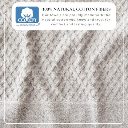 Great Bay Home Hand Towels - 100% Cotton 6 Pack 26x16 Hand Towel Set - Absorbent, Durable, Quick-Dry Towels for Bathroom (Light Grey)
