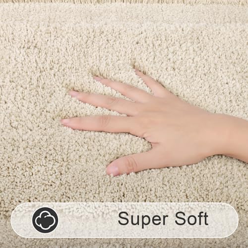 SHACOS Soft Microfiber Bathroom Rugs Set of 2 Pieces, Light Beige