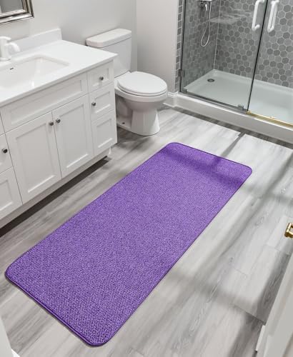 Bosap Bath Mat,Ultra Thin Bathroom Runner Rugs,Large Bath Mats for Bathroom,Quick Dry,Non-Slip,Machine Washable,Low Pile,Bath Rug,Shower Outside,Sink,Home Decor Accessories.Purple,3'x5'(36x60inch)