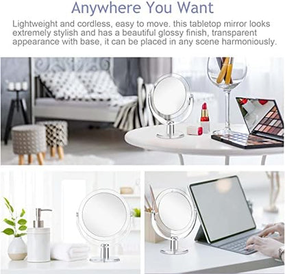 CLSEVXY Vanity Makeup Mirror with Stand, 1X/15X Magnification Double Sided 360 Degree Swivel, Portable Table Desk Counter top Magnifying Mirror, Tabletop Mirror for Bedroom or Dorm Room, 6.25 Inch